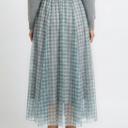  Plaid Tulle Midi Skirt