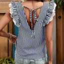  Miss Sparkling Striped Ruffled Sleeve Top