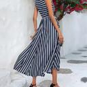  Miss Sparkling Striped Sleeveless High-Low Midi Dress