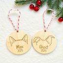  Personalized Pet Ear Ornament • Custom Dog or Cat Ears • Name + Year • Wood Christmas Gift