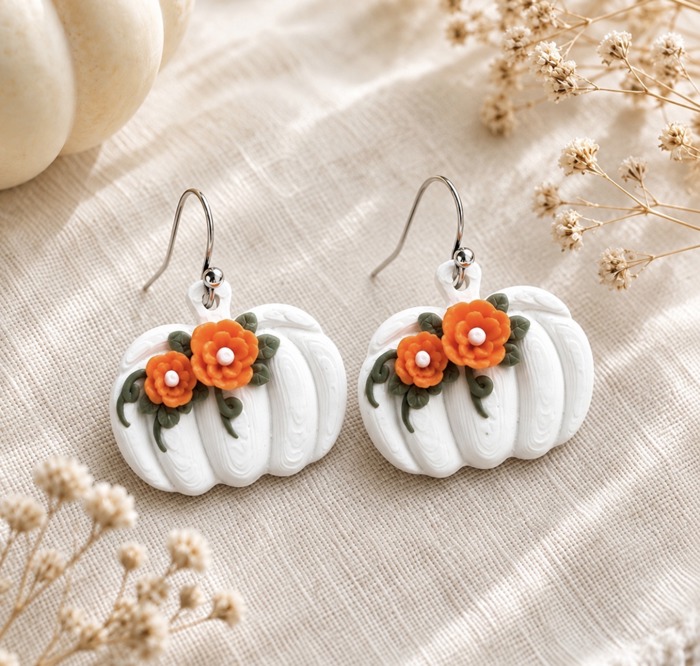 Choose 2 Floral Pumpkin Earrings | Fall Dangle Jewelry