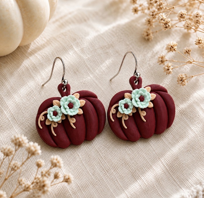 Choose 2 Floral Pumpkin Earrings | Fall Dangle Jewelry