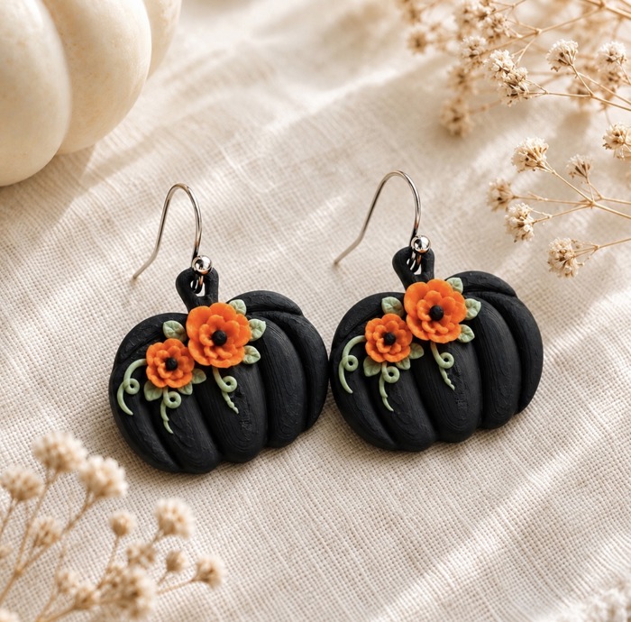 Choose 2 Floral Pumpkin Earrings | Fall Dangle Jewelry
