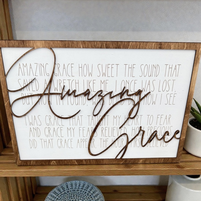 Amazing Grace Christian Faith Leaner Sign – Inspirational Home Decor