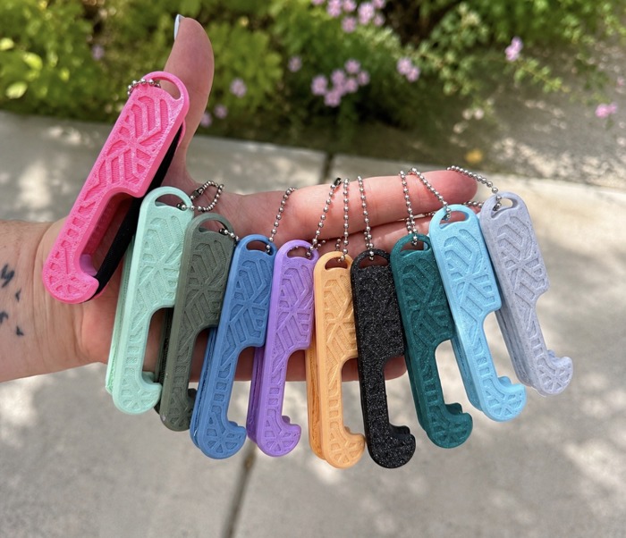 2 Pack Hair Tie Holder Keychains | 3D Printed Hair Tie Organizer | Backpack Accessory