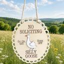  Silly Goose No Soliciting Door Hanger | Funny Wooden Goose Sign | Farmhouse Front Door Decor