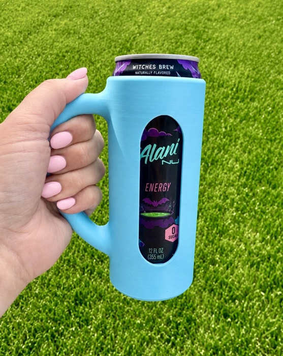 Slim Can Holder with Handle | 3D Printed Skinny Can Koozie | Fits Standard 12 oz Slim Cans