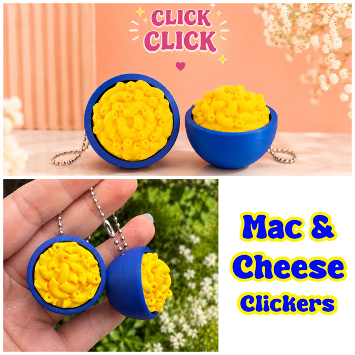 Mac & Cheese Fidget Clicker Bundle | 3D Printed Keychain | Funny Sensory Clicker