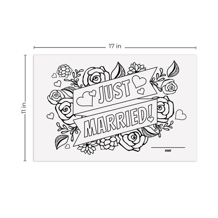 Wedding Themed Coloring Activity Placemats / 12 Wedding Coloring Sheets / 11" x 17" Kids Drawing Paper / Disposable Placemats