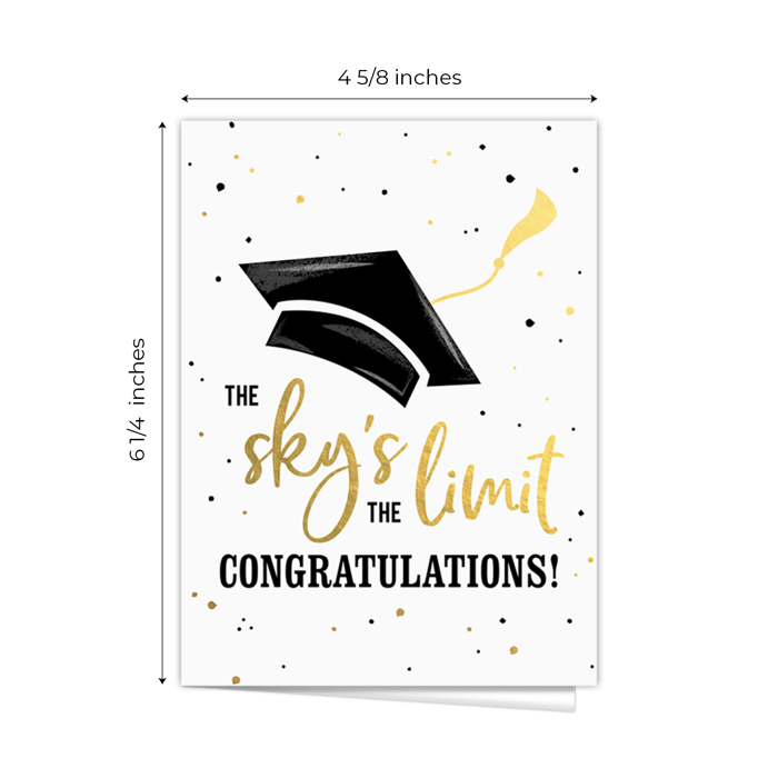 Graduation Card Assortment / Set of 12 Cards With White Envelopes / Four Black And Faux Gold Foil Designs