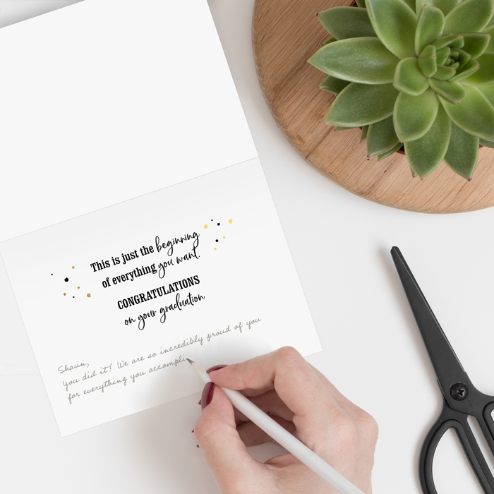 Graduation Card Assortment / Set of 12 Cards With White Envelopes / Four Black And Faux Gold Foil Designs
