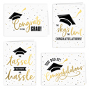  Graduation Card Assortment / Set of 12 Cards With White Envelopes / Four Black And Faux Gold Foil Designs