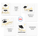  Graduation Card Assortment / Set of 12 Cards With White Envelopes / Four Black And Faux Gold Foil Designs