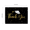  Black Gold Confetti Graduation Thank You Cards / 100 Bulk Note Cards With White Envelopes / 5.5" x 4.25" High School College Grad Greeting Cards / Made In USA