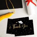  Black Gold Confetti Graduation Thank You Cards / 100 Bulk Note Cards With White Envelopes / 5.5" x 4.25" High School College Grad Greeting Cards / Made In USA