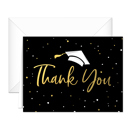  Black Gold Confetti Graduation Thank You Cards / 100 Bulk Note Cards With White Envelopes / 5.5" x 4.25" High School College Grad Greeting Cards / Made In USA