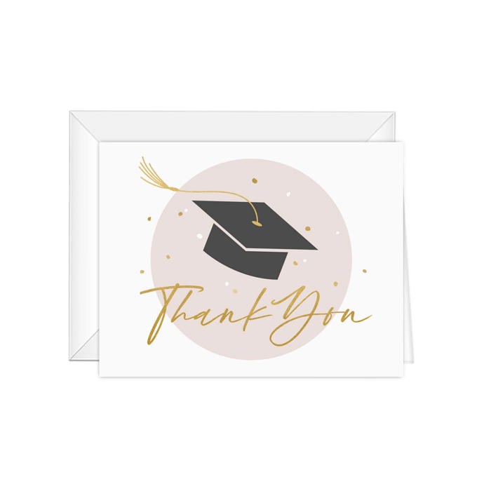 Blush Pink Graduation Thank You Cards / 100 Bulk Note Cards With White Envelopes / 5 1/2" x 4 1/4" High School College Grad Greetings / Made In The USA