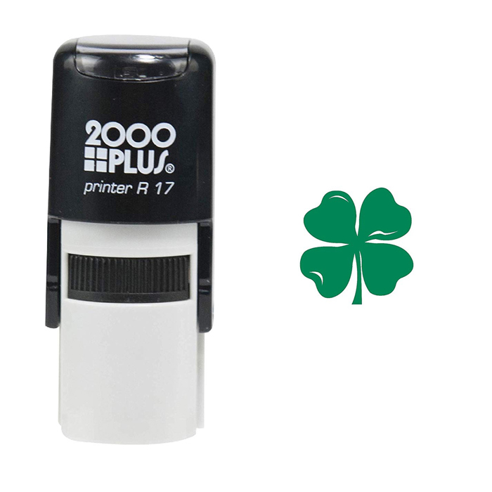 Four Leaf Clover Self Inking Stamp / 2000 Plus Green Ink Rubber Stamp