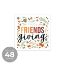  Happy Friendsgiving Napkins / 48 Thanksgiving Napkins / Stylish Autumn Leaves Cocktail Napkin Design / 4 3/4" x 4 3/4" Fall Harvest Seasonal Beverage Napkin Set / Made In The USA