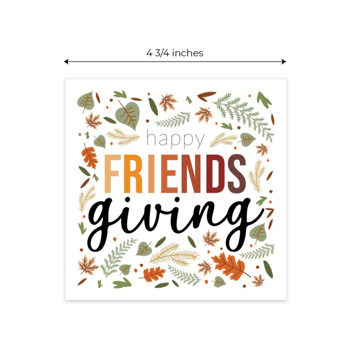 Happy Friendsgiving Napkins / 48 Thanksgiving Napkins / Stylish Autumn Leaves Cocktail Napkin Design / 4 3/4" x 4 3/4" Fall Harvest Seasonal Beverage Napkin Set / Made In The USA