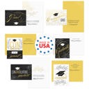  Graduation Card Assortment / Set of 12 Cards With White Envelopes / 4 5/8" x 6 1/4" Folded Grad Cards / Six Black White And Faux Gold Designs / Made In USA