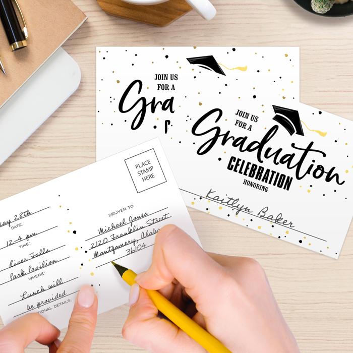Graduation Fill In Invitation Postcards / 50 Blank Invite Mailing Postcards / 6" x 4" High School College Graduation Note Cards / Made In USA