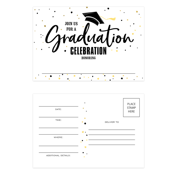 Graduation Fill In Invitation Postcards / 50 Blank Invite Mailing Postcards / 6" x 4" High School College Graduation Note Cards / Made In USA