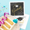  Congrats Graduation Napkins / 48 Cocktail Napkins / Four Botanical Grad Designs / Black and Faux Gold Foil Napkin Set / Made In The USA