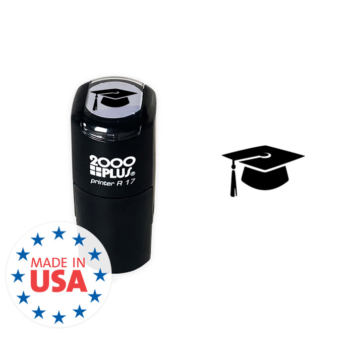Graduation Cap Stamp / 2000 Plus Self Inking Party Invitation Stamper / Black Imprint High School College Grad Stamp