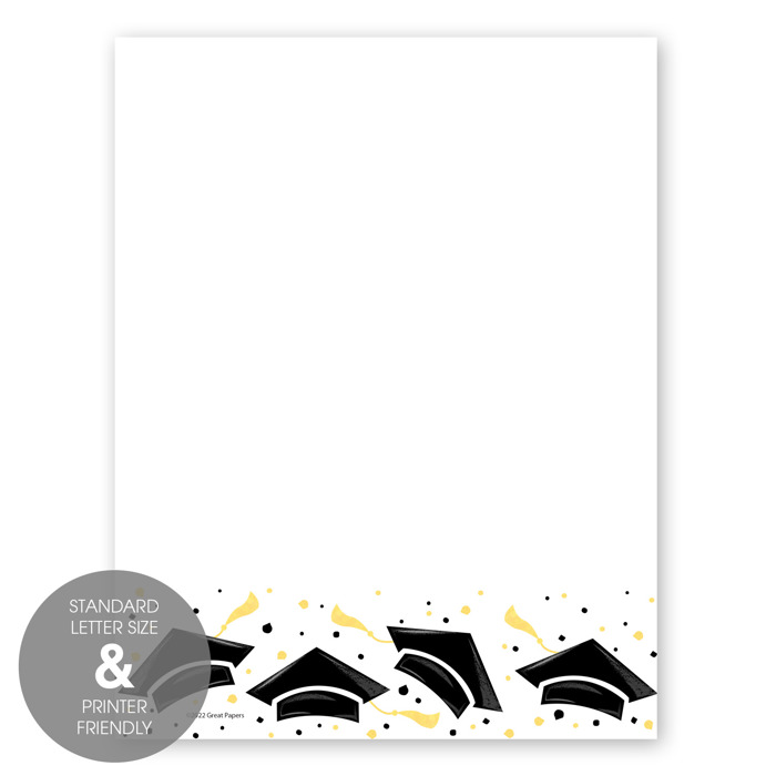 Graduation Confetti Letterhead / 50 Sheets 8.5" x 11" Grad Party Invitation Paper