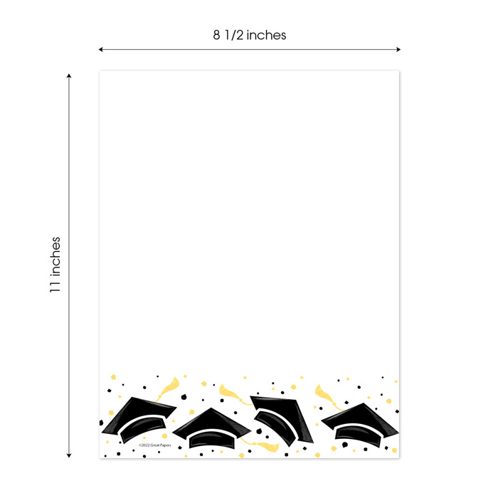 Graduation Confetti Letterhead / 50 Sheets 8.5" x 11" Grad Party Invitation Paper