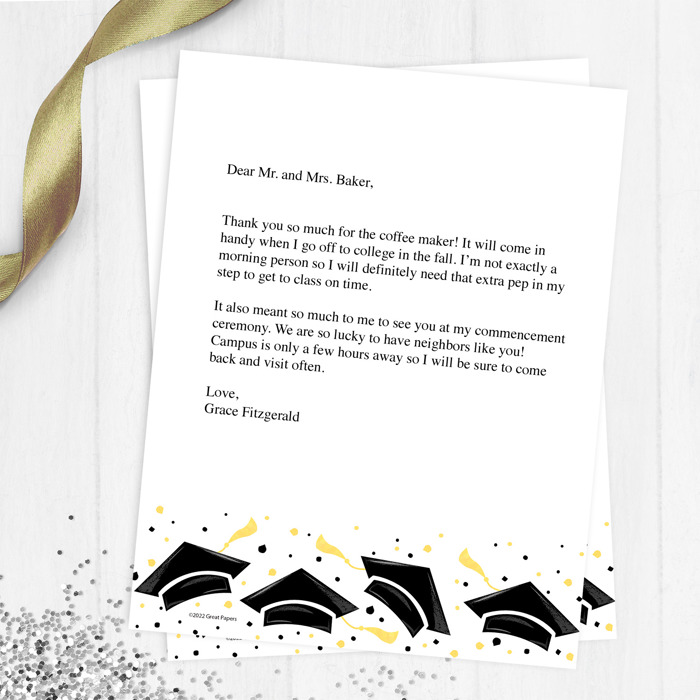 Graduation Confetti Letterhead / 50 Sheets 8.5" x 11" Grad Party Invitation Paper