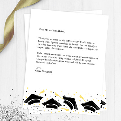 Graduation Confetti Letterhead / 50 Sheets 8.5" x 11" Grad Party Invitation Paper