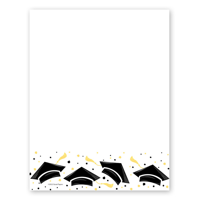Graduation Confetti Letterhead / 50 Sheets 8.5" x 11" Grad Party Invitation Paper