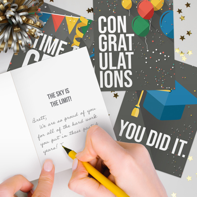 Colorful Graduation Card Assortment / Set of 24 Cards With White Envelopes / Four Modern Designs