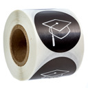  Graduation Stickers / 250 Graduate Labels / 1.5" Black and White High School College Class of 2026 Grad Cap Envelope Seals/Made in The USA