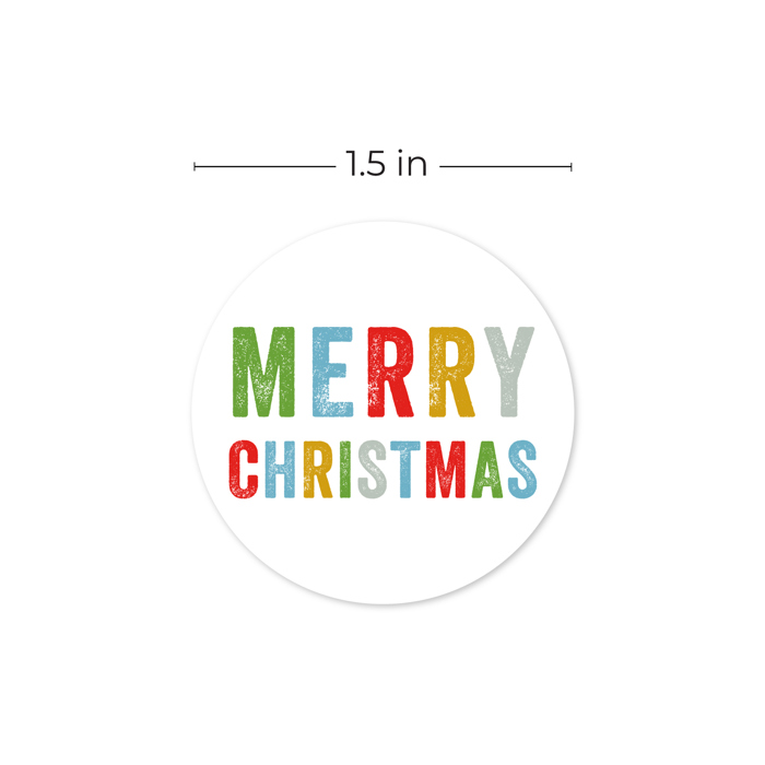 Merry Christmas Stickers / 500 Multicolor Christmas Labels / 1.5" Winter Holiday Envelope Seals/Made in The USA