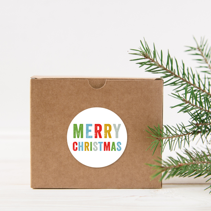 Merry Christmas Stickers / 500 Multicolor Christmas Labels / 1.5" Winter Holiday Envelope Seals/Made in The USA