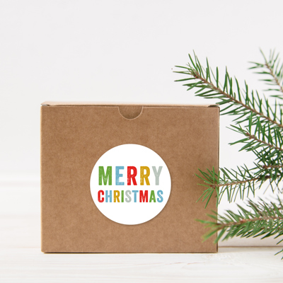 Merry Christmas Stickers / 500 Multicolor Christmas Labels / 1.5" Winter Holiday Envelope Seals/Made in The USA