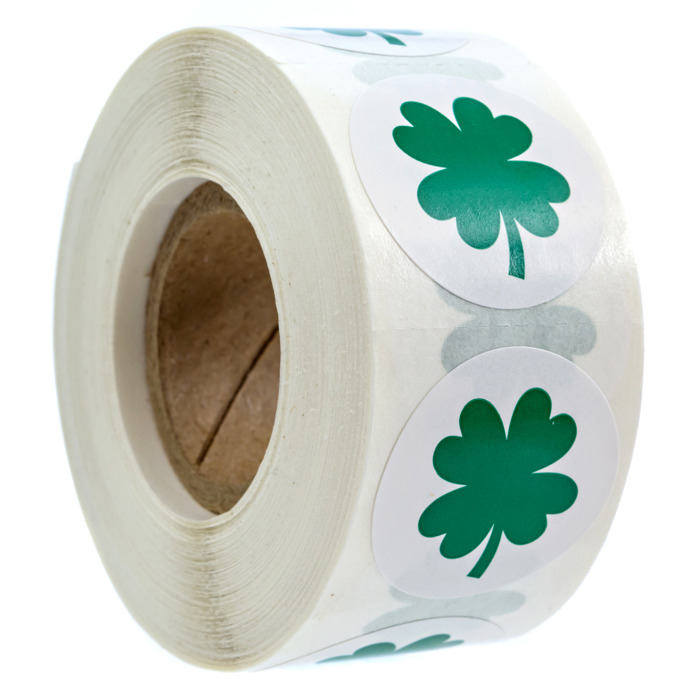 Four Leaf Clover Stickers / St. Patrick's Day 1" Luck Sticker / 500 Lucky Shamrock Holiday Craft Labels / Made In The USA