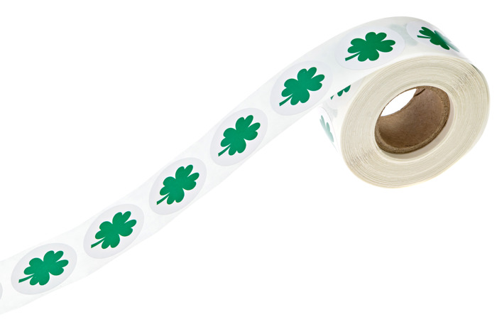 Four Leaf Clover Stickers / St. Patrick's Day 1" Luck Sticker / 500 Lucky Shamrock Holiday Craft Labels / Made In The USA