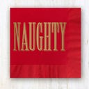  Naughty And Nice Cocktail Napkins / 40 Funny 3 Ply Paper Christmas Napkins / 2 Santa Designs / 4 3/4" x 4 3/4" Red And Green With Gold Foil Winter Holiday Beverage Napkin Set / Made In The USA