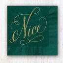  Naughty And Nice Cocktail Napkins / 40 Funny 3 Ply Paper Christmas Napkins / 2 Santa Designs / 4 3/4" x 4 3/4" Red And Green With Gold Foil Winter Holiday Beverage Napkin Set / Made In The USA