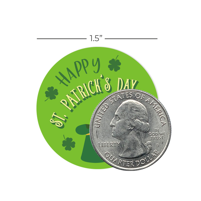 St. Patrick's Day Stickers / 6 Luck Of The Irish Designs / Roll of 250 Circle Labels / 1.5" Lucky Clover Classroom Stickers Stickers / Made In The USA 