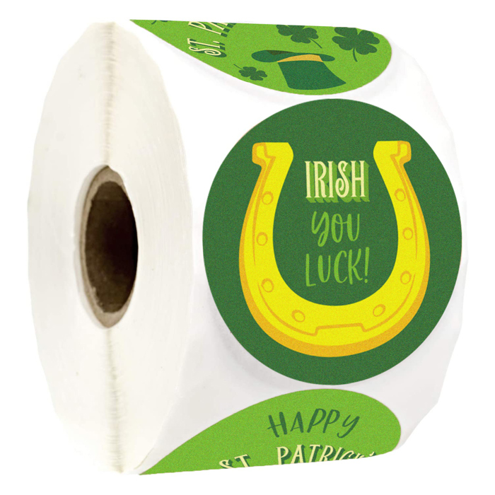 St. Patrick's Day Stickers / 6 Luck Of The Irish Designs / Roll of 250 Circle Labels / 1.5" Lucky Clover Classroom Stickers Stickers / Made In The USA 