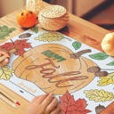  Thanksgiving Coloring Activity Placemats / 12 Happy Fall Coloring Sheets / 11" x 17" Double Sided Kids Fall Holiday Drawing Paper / Disposable Placemats / Made In The USA
