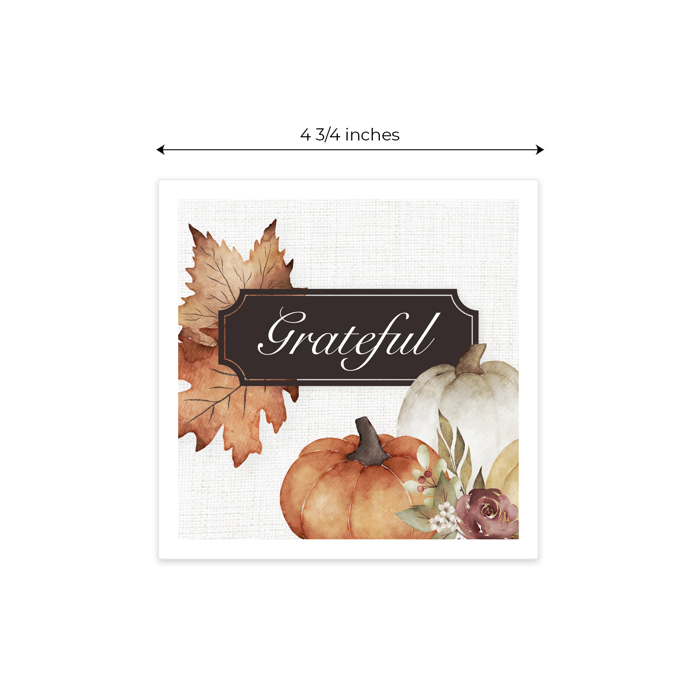 Traditional Thanksgiving Napkins / 48 Fall Leaves Napkins / 4 Autumn Watercolor Cocktail Napkin Designs / 4 3/4" x 4 3/4" Harvest Season 3 Ply Beverage Napkin Set / Made In The USA