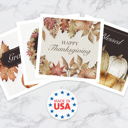  Traditional Thanksgiving Napkins / 48 Fall Leaves Napkins / 4 Autumn Watercolor Cocktail Napkin Designs / 4 3/4" x 4 3/4" Harvest Season 3 Ply Beverage Napkin Set / Made In The USA
