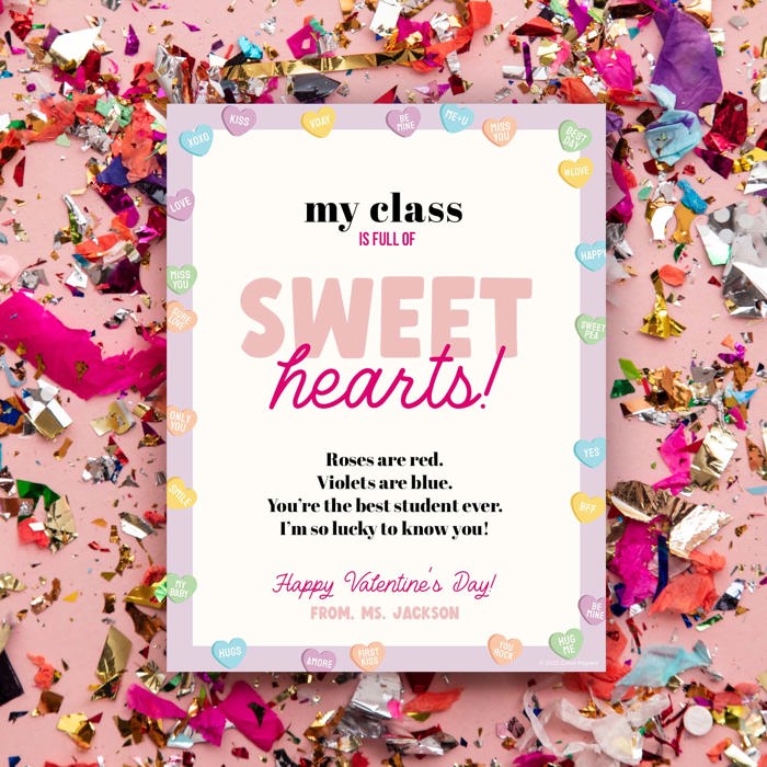 Valentine Candy Hearts Letterhead / 50 Sheets / 8.5" x 11" Valentines Day Paper / Conversation Hearts Decorative Stationery