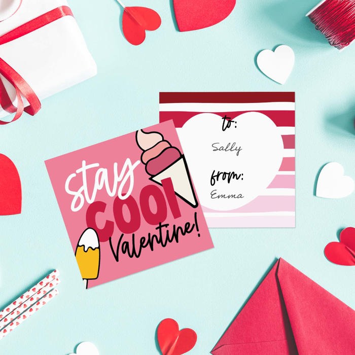 Mini Valentine's Day Cards / 3.5" x 3.5" Two Sided Love Day Classroom Cards / 60 Cute Funny To From Happy Valentine's Day Cards / Made In The USA